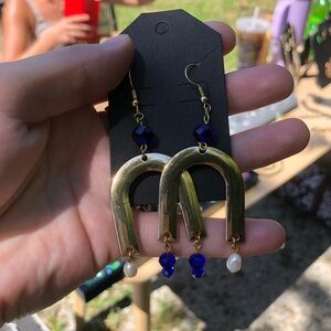 Cobalt Blue & Pearl Earrings